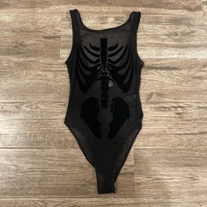 Skeleton Print Sheer Bodysuit